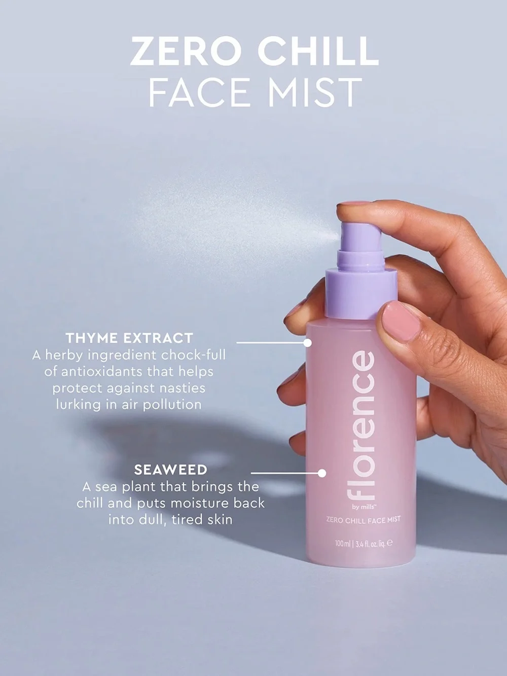 Florence by mills Zero Chill Vegan Face Mist Rose Infused Face Spray Bundle NEW